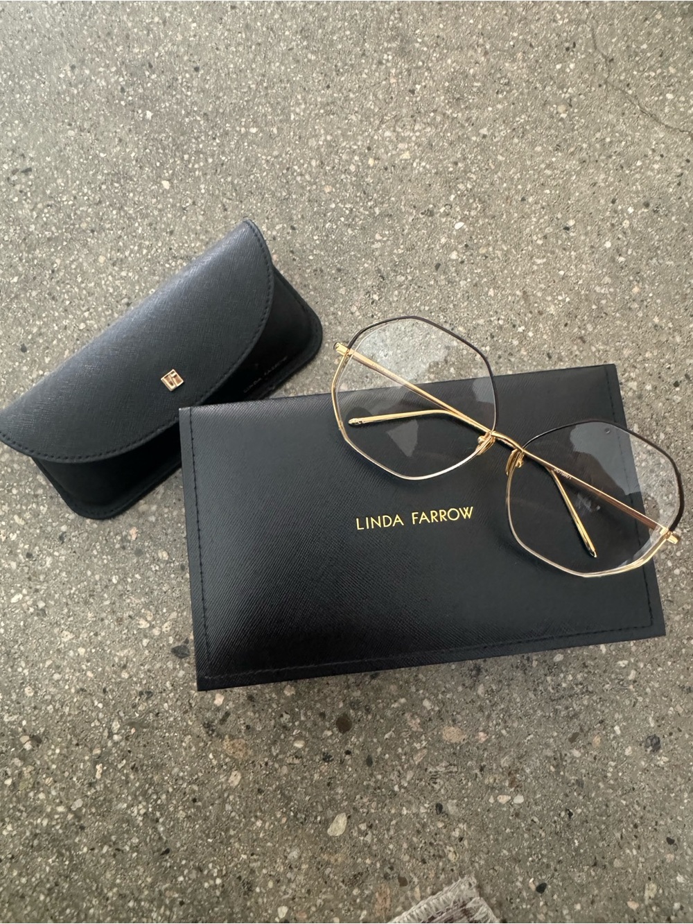 Linda Farrow Gold Rim Glasses with Clear Lenses